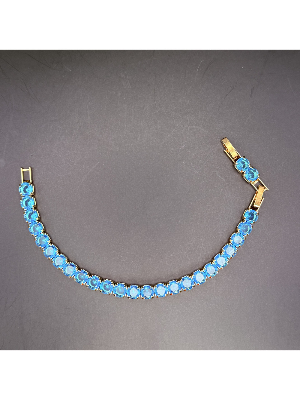 candy+clover ocean blue aqua gold tone chunky tennis bracelet